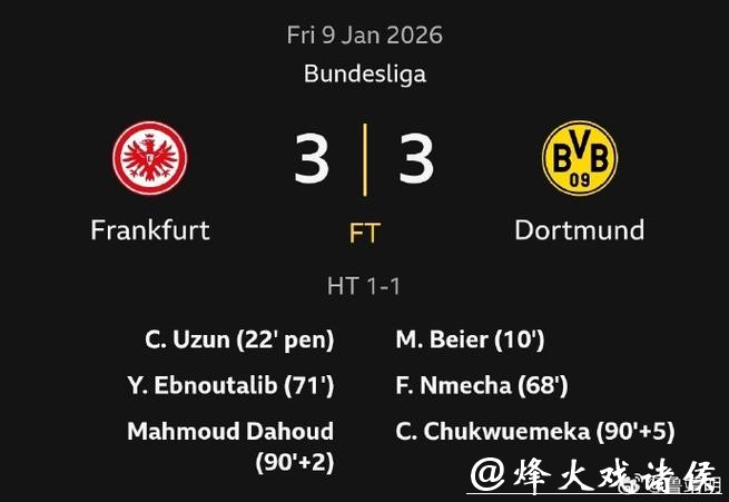 德甲-桑乔+维特塞尔破门 多特两度领先平法兰克福